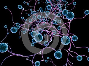 Molecule illustration over biology medicine scientific background