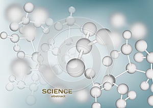 Molecule illustration over blue background with copyspace for your text