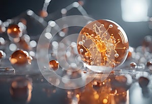 Molecule inside Liquid Bubble stock photoChemistry, Molecule, Chemical, Laboratory, Healthcare And Medicine