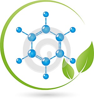 Molecule and leaves, chemistry and science laboratory