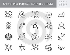 Molecule line icons. Vector illustration included icon amino acid, peptide, hormone, protein, collagen, ozone, O2 photo
