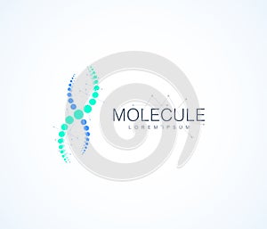 Molecule logo template, DNA helix icon. Vector illustration.