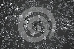 Ethylbenzene molecule, scientific molecular model, 3d rendering