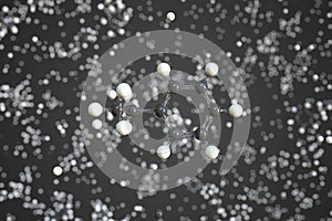 Ethylbenzene molecule, scientific molecular model, 3d rendering