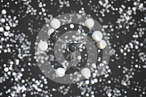 Isobutylene molecule, scientific molecular model, 3d rendering