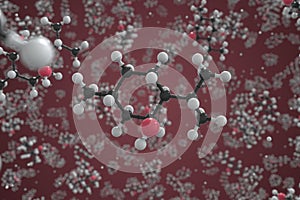 Menthol molecule made with balls, conceptual molecular model. Chemical 3d rendering