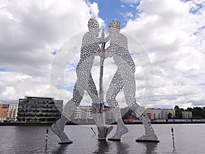 Molecule Man over the Spree river in Berlin (Germany, Europe)