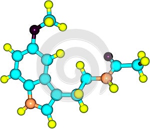 Molecule of Melatonin isolated on white
