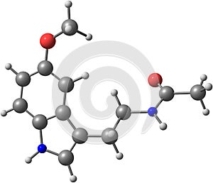 Molecule of Melatonin isolated on white