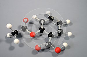 Molecule model of acetylsalicylic acid HC9H7O4 photo