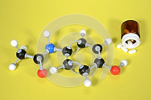 Molecule model of Paracetamol, the active ingredient in many pain killers.