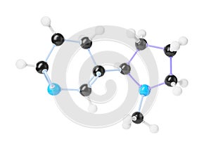 Molecule of nicotine on white background. Chemical model