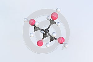 Molecule of pentaerythritol, isolated molecular model. 3D rendering photo