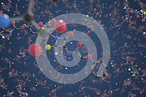 Molecule of Phenoxymethylpenicillin. Molecular model, science related 3d rendering photo