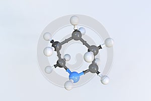 Molecule of piperidine, isolated molecular model. 3D rendering
