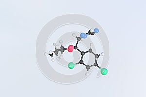 Molecule of propiconazole, isolated molecular model. 3D rendering photo