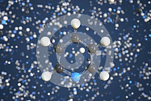 Molecule of pyridine, conceptual molecular model. Scientific 3d rendering