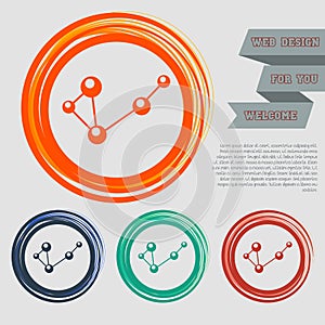 Molecule on the red, blue, green, orange buttons for your website and design with space text.