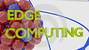 Molecule in red and blue reflecting the words Edge Computing