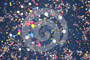 Molecule of saccharin, conceptual molecular model. Scientific 3d rendering