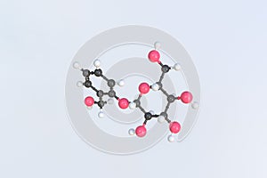 Molecule of salicin, isolated molecular model. 3D rendering