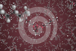 Molecule of dioctyl phthalate, ball-and-stick molecular model. Scientific 3d rendering photo