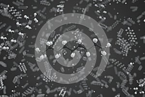 Molecule of nonane, ball-and-stick molecular model. Scientific 3d rendering