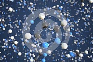 Pyrazole molecule made with balls, conceptual molecular model. Chemical 3d rendering