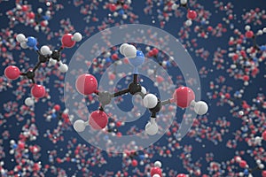 Molecule of serine, ball-and-stick molecular model. Scientific 3d rendering