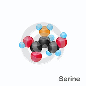 Molecule of Serine, Ser, an amino acid used in the biosynthesis of proteins