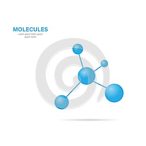 Molecule with shadow on a white background, vector