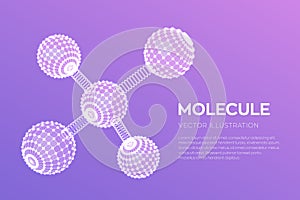 Molecule Structure. Dna, atom, neurons. Molecules and chemical formulas. 3D Scientific molecule background for medicine