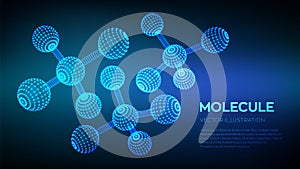 Molecule Structure. Dna, atom, neurons. Molecules and chemical formulas. 3D Scientific molecule background for medicine, science,