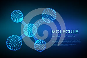 Molecule Structure. Dna, atom, neurons. Molecules and chemical formulas. 3D Scientific molecule background for medicine, science,