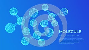 Molecule Structure. Dna, atom, neurons. Molecules and chemical formulas. 3D Scientific molecule background for medicine, science,