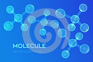 Molecule Structure. Dna, atom, neurons. Molecules and chemical formulas. 3D Scientific molecule background for medicine, science,