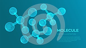 Molecule Structure. Dna, atom, neurons. Molecules and chemical formulas. 3D Scientific molecule background for medicine, science,
