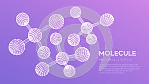 Molecule Structure. Dna, atom, neurons. Molecules and chemical formulas. 3D Scientific molecule background for medicine, science,