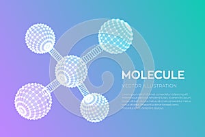 Molecule Structure. Dna, atom, neurons. Molecules and chemical formulas. 3D Scientific molecule background for medicine, science,