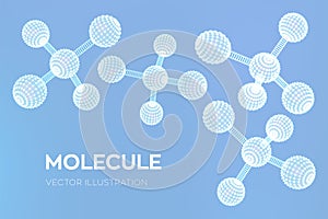 Molecule Structure. Dna, atom, neurons. Molecules and chemical formulas. 3D Scientific molecule background for medicine, science,