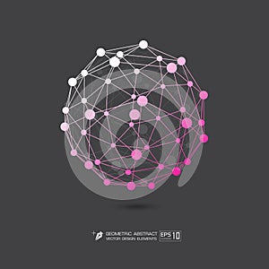Molecule structure pink color on gray background Vector EPS10 format Illustration