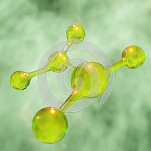 Molecule structure, water like atomic formula 3D rendering