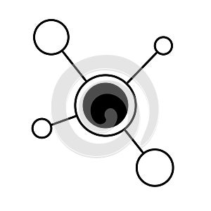 Molecule vector icon. Physics illustration logo. Atom vector symbol.