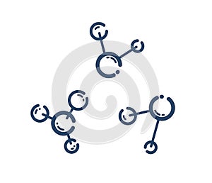 Molecule vector linear icons set, science chemistry .