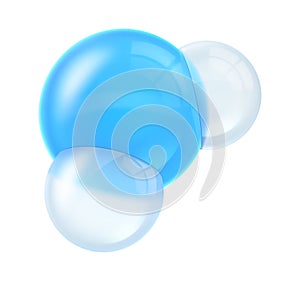 Molecule of water isolated on white background.