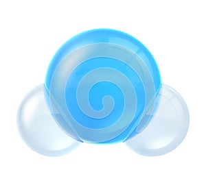 Molecule of water isolated on white background