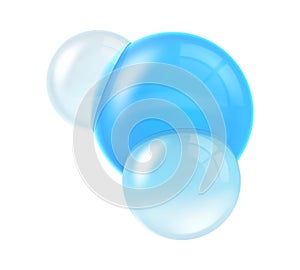 Molecule of water isolated on white background