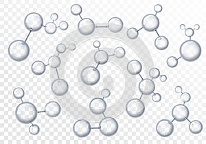 Molecules. 3d transparency molecular structures, chemistry macro models with reflection. Genetic and biotechnology