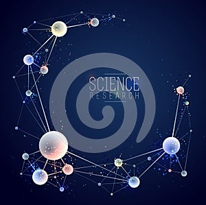 Molecules and atoms vector abstract background, science chemistry and physics theme illustration, micro and nano research and