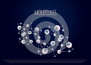 Molecules and atoms vector abstract background, science chemistry and physics theme illustration, micro and nano research and